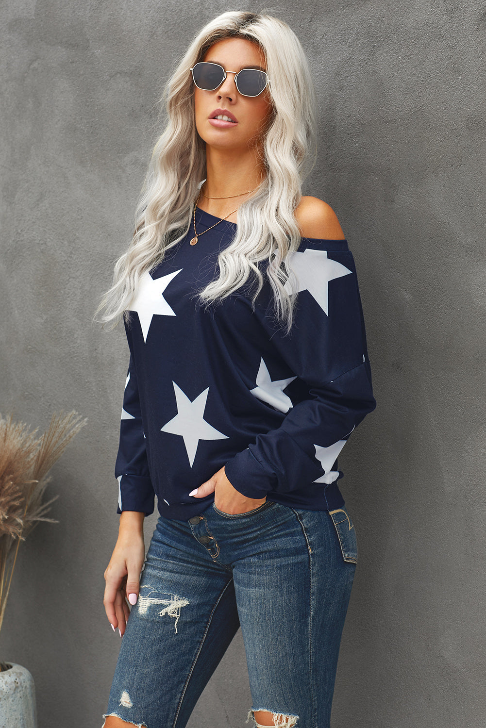 Star Print Long Sleeve Sweatshirt The Stout Steer