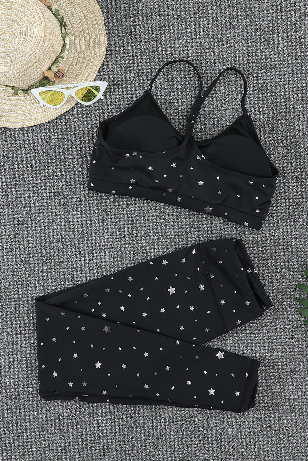 Star Print Sports Bra and Leggings Set The Stout Steer