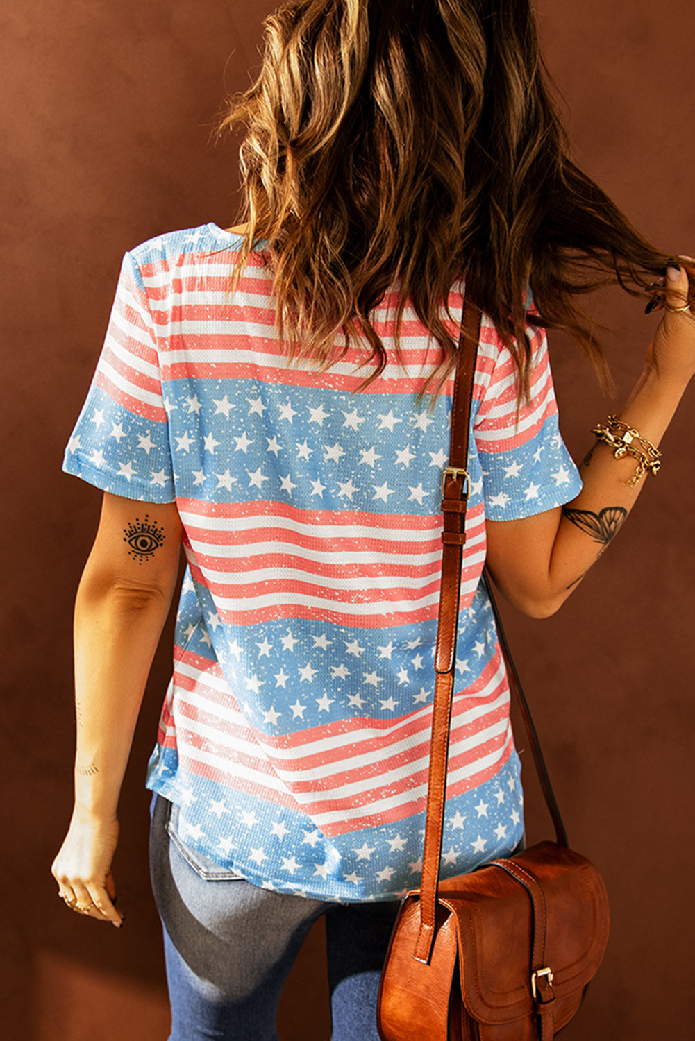 Stars and Stripes Crisscross Tee The Stout Steer