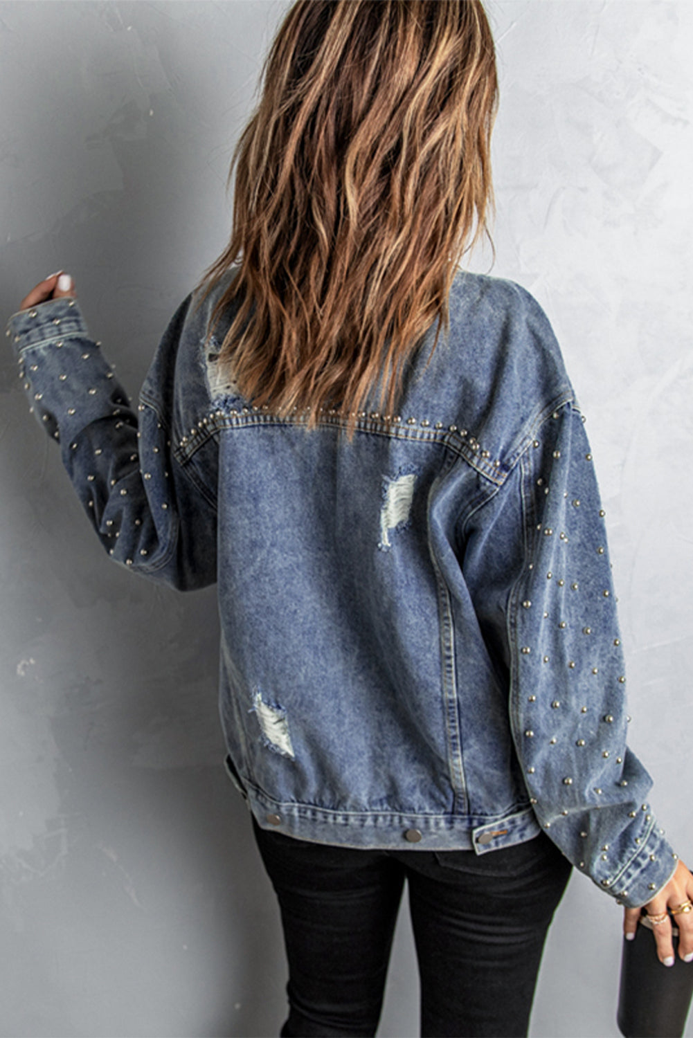Studded Button Down Denim Jacket The Stout Steer