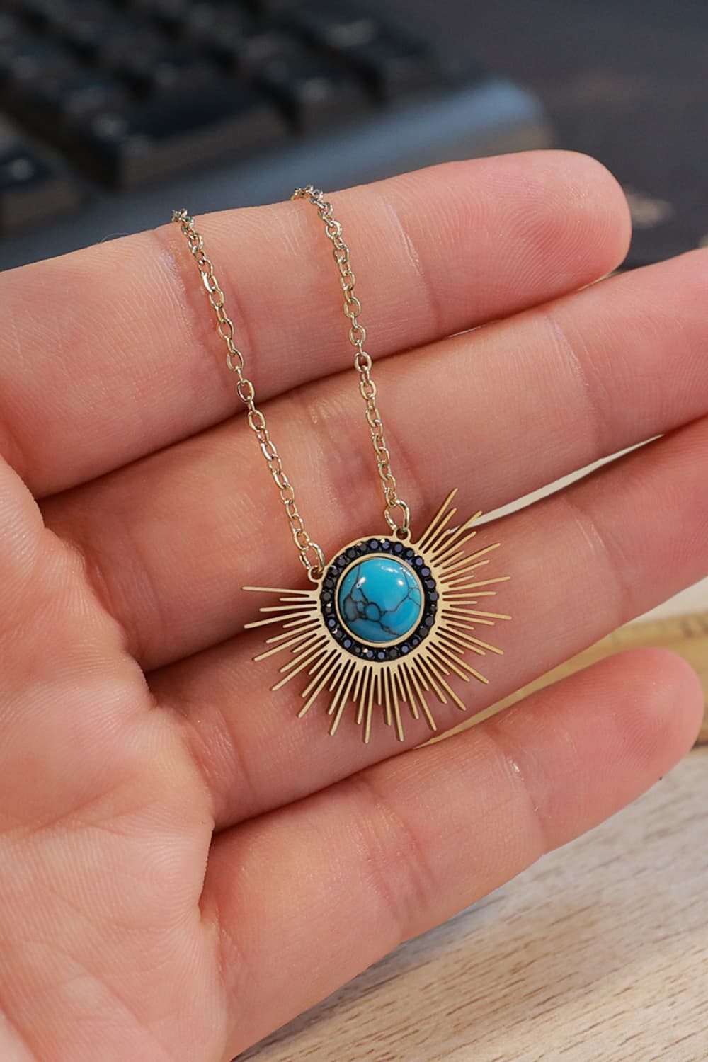 Turquoise 14K Gold Plated Pendant Necklace The Stout Steer