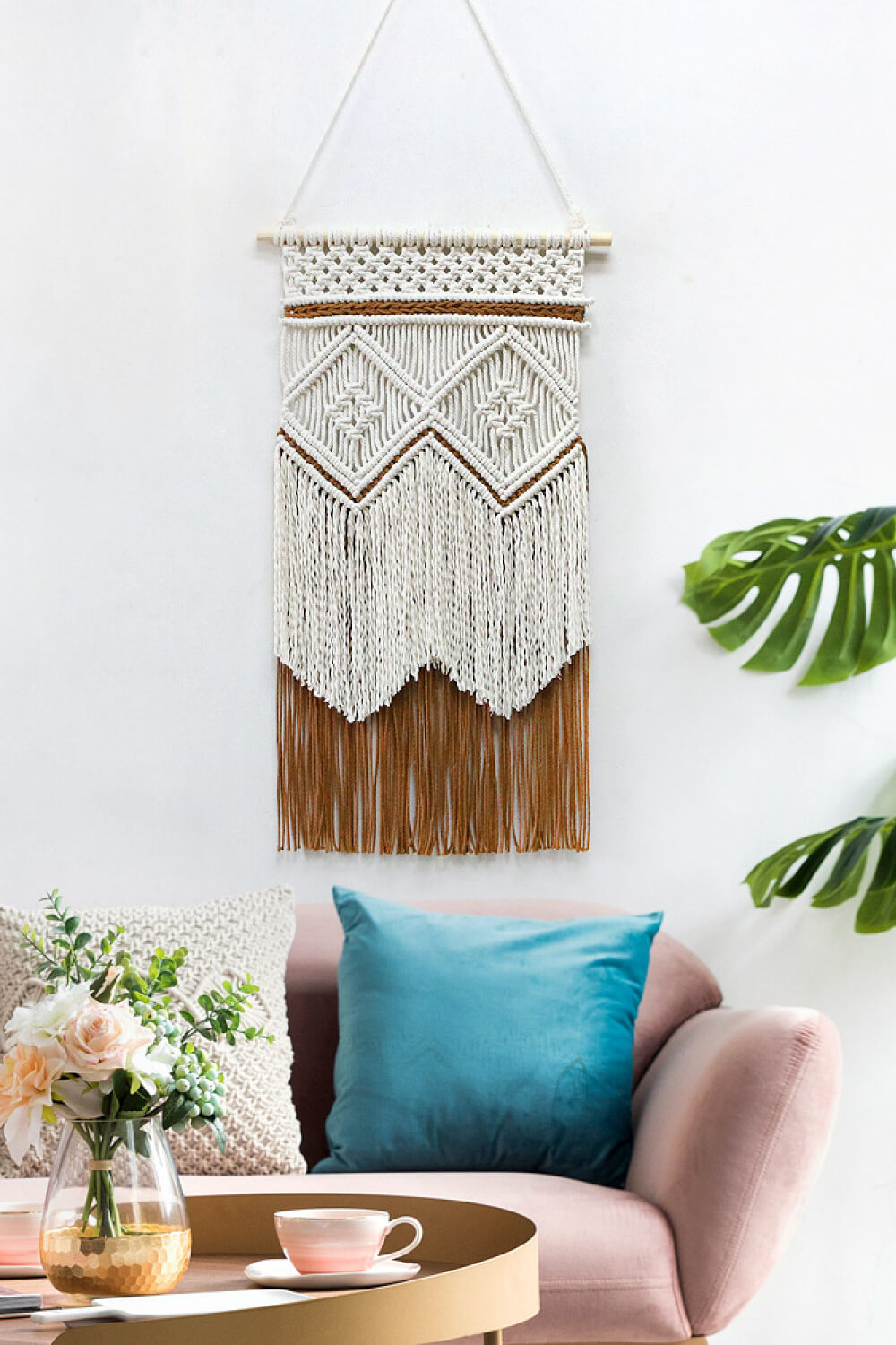 Two-Tone Handmade Macrame Wall Hanging The Stout Steer