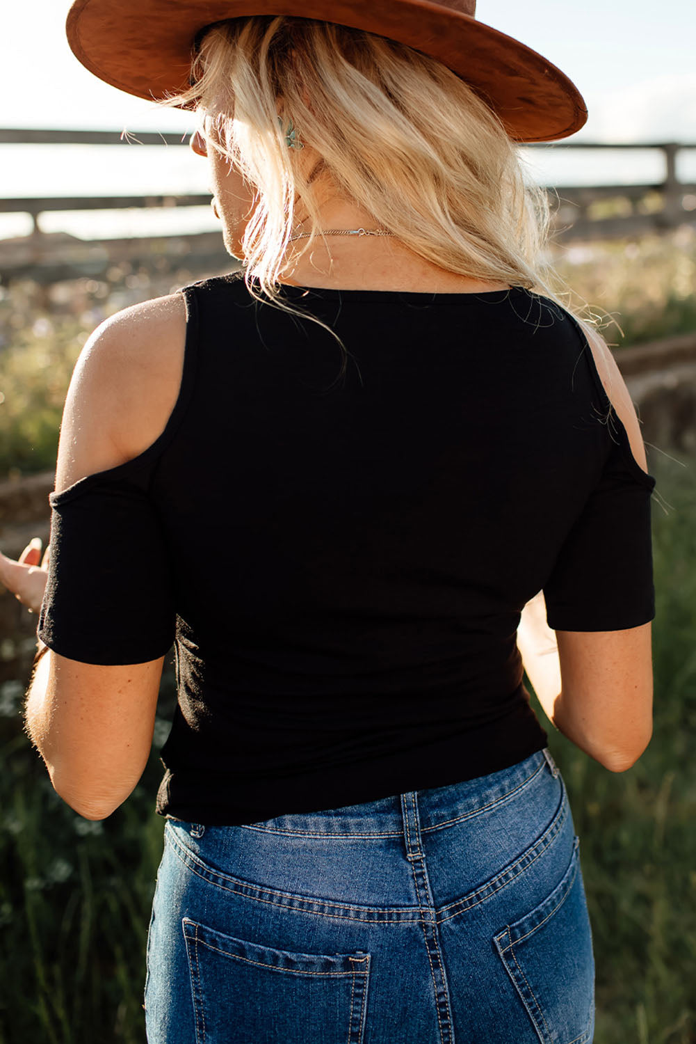 US Flag Bird Graphic Cold-Shoulder Tee The Stout Steer