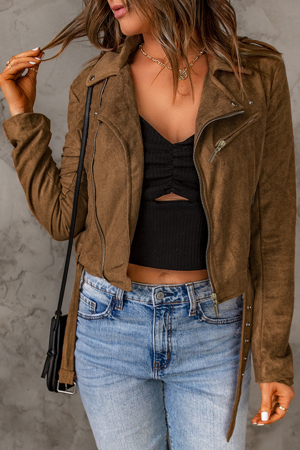 Vegan Suede Zip Detail Jacket The Stout Steer