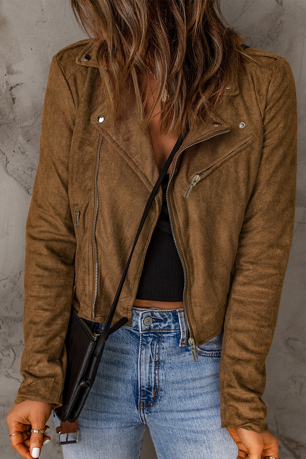 Vegan Suede Zip Detail Jacket The Stout Steer