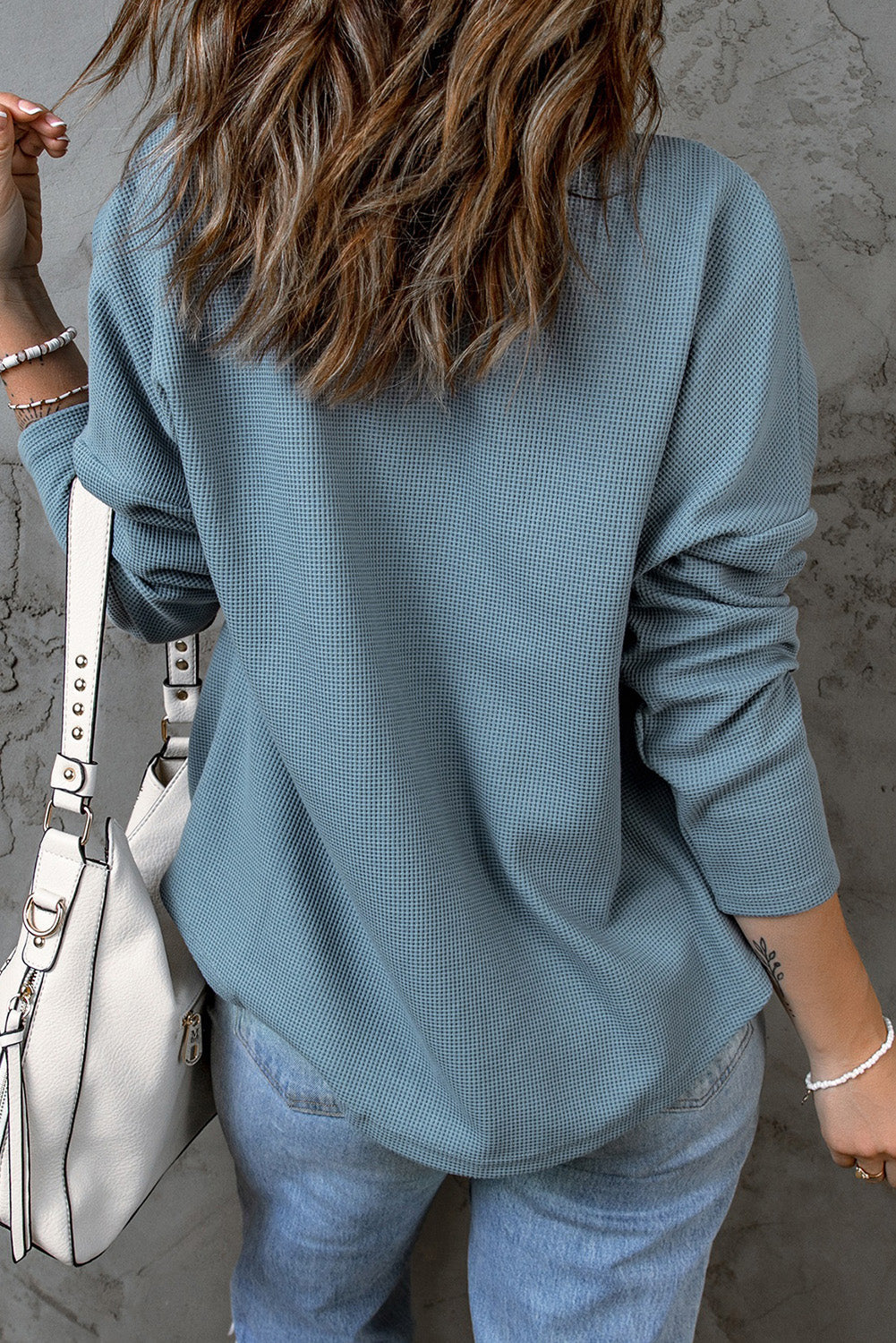 Waffle-Knit Shacket with Pockets The Stout Steer