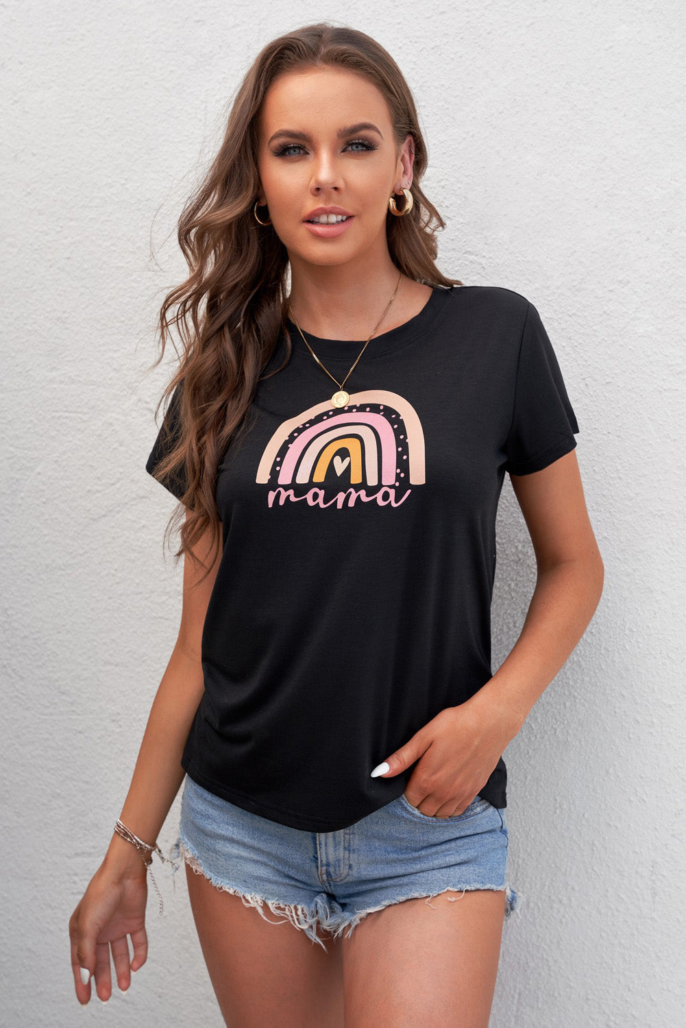 Women Graphic Round Neck Tee Shirt The Stout Steer