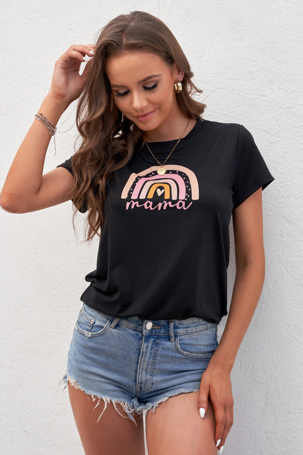 Women Graphic Round Neck Tee Shirt The Stout Steer