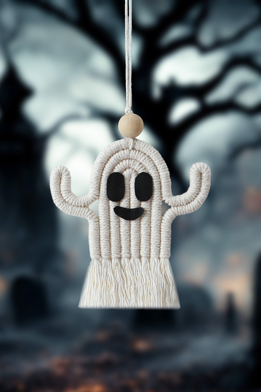 Wood Bead Fringe Ghost Shape Macrame Key Chain The Stout Steer
