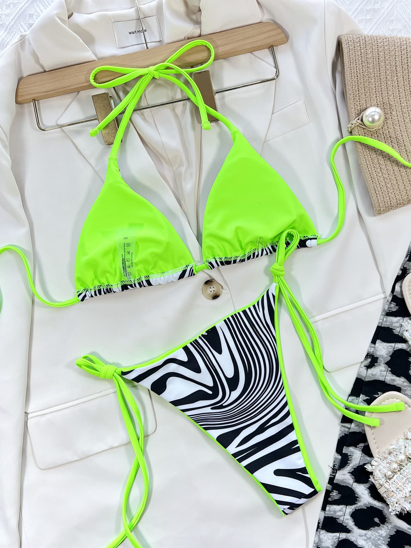 Zebra Print Halter Neck Bikini Set The Stout Steer