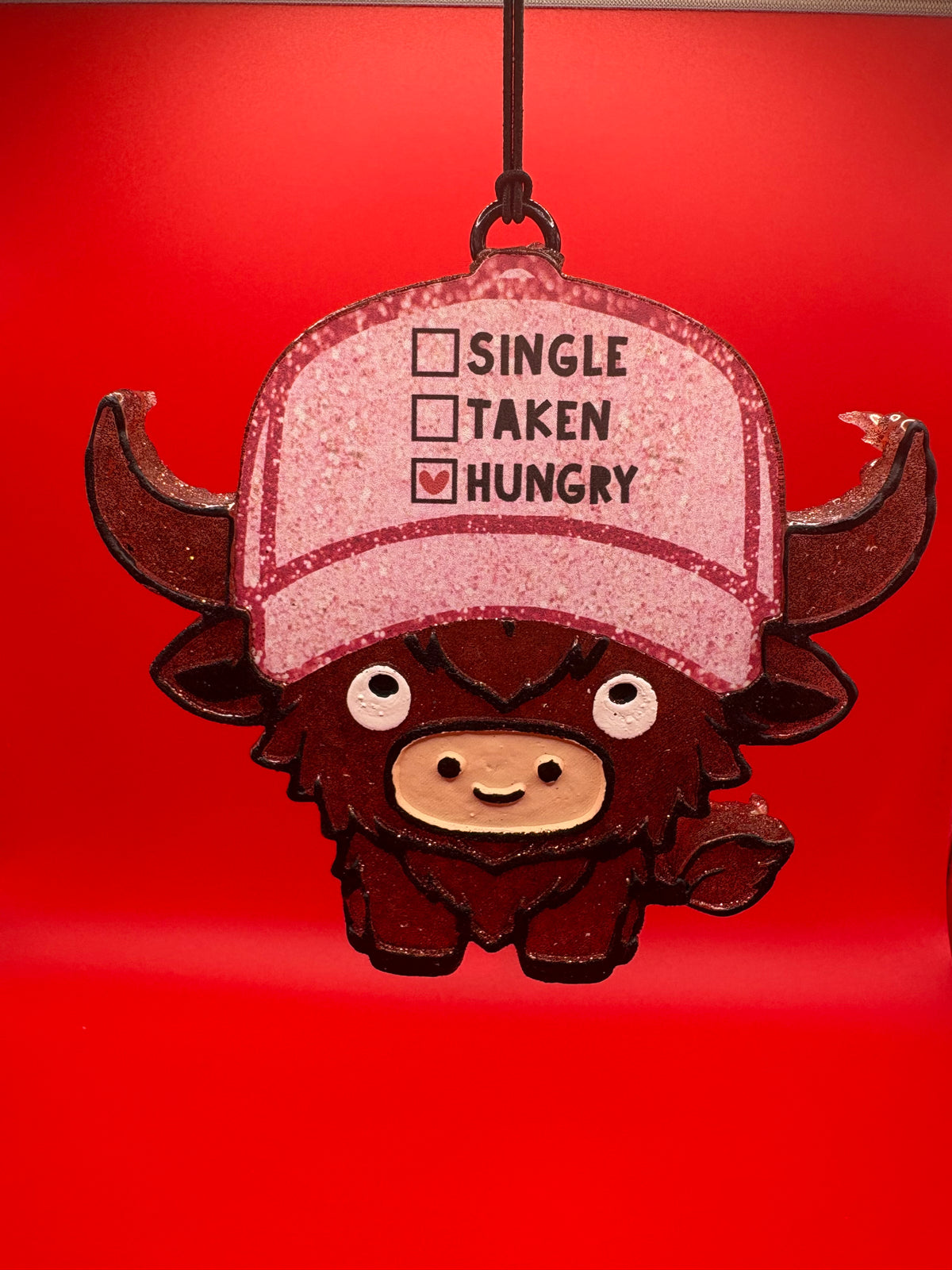Little Highland Cow With Cap Freshie