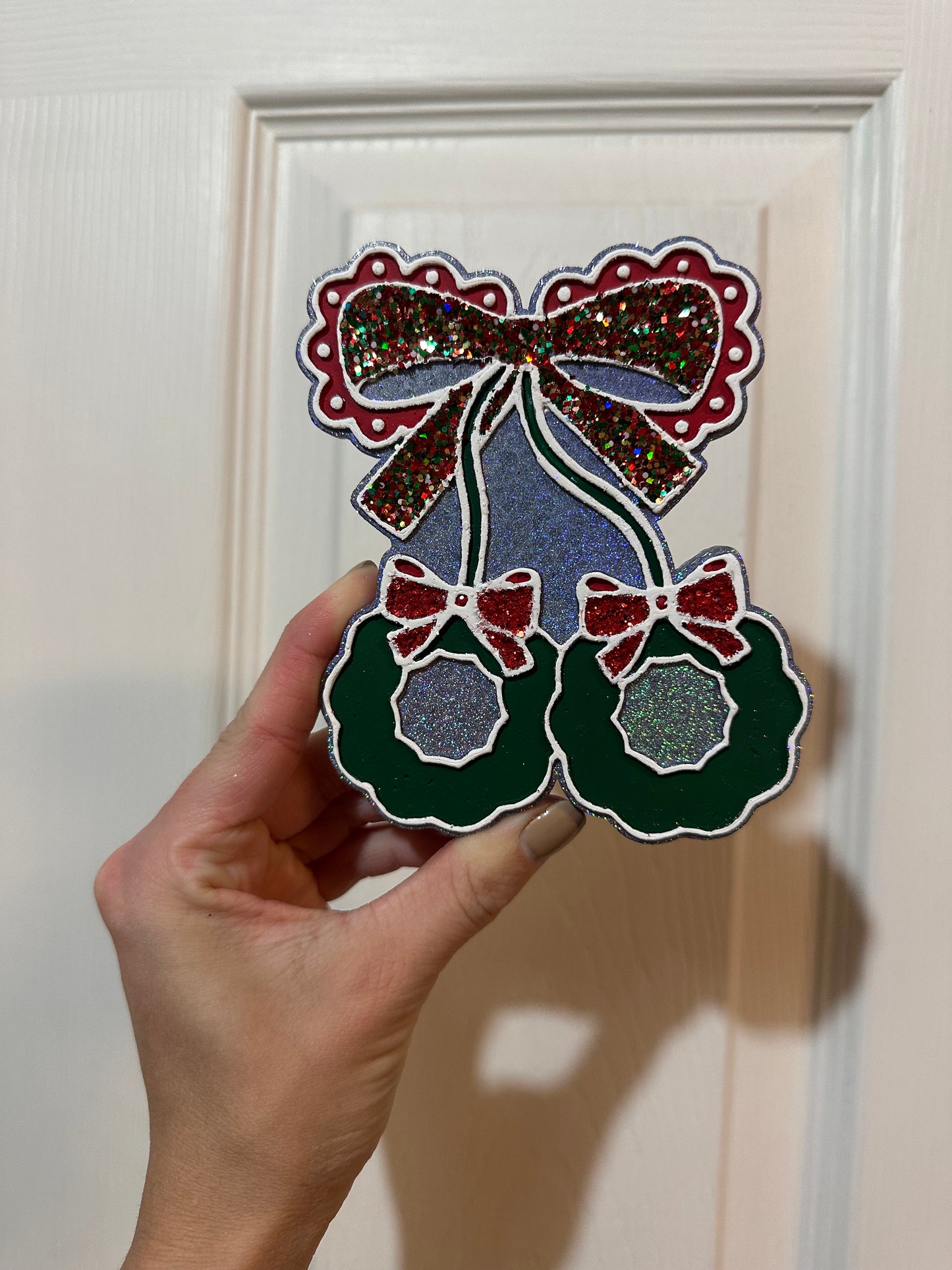 Wreath Cherries Bow Freshie