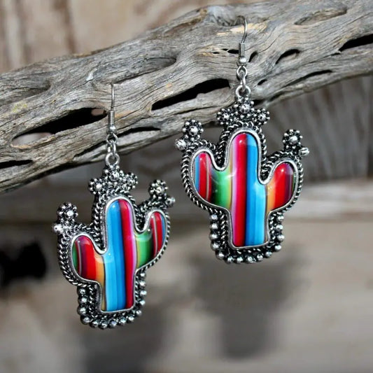 Serape Cactus Earrings