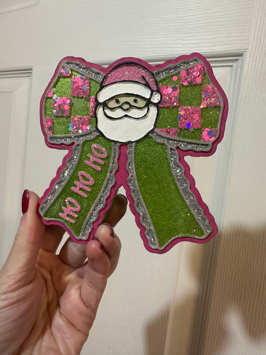 Santa Checkered Bow Freshie