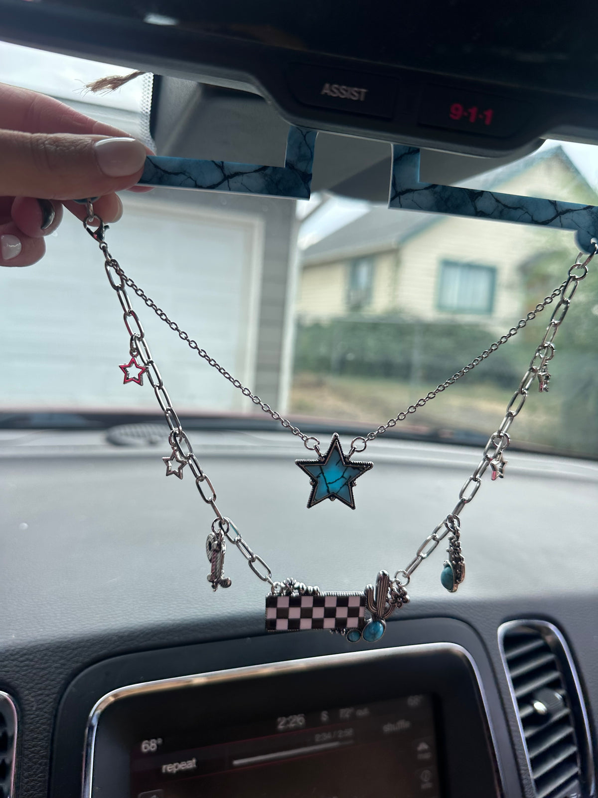 Turquoise Stars Cowgirl Car Charm