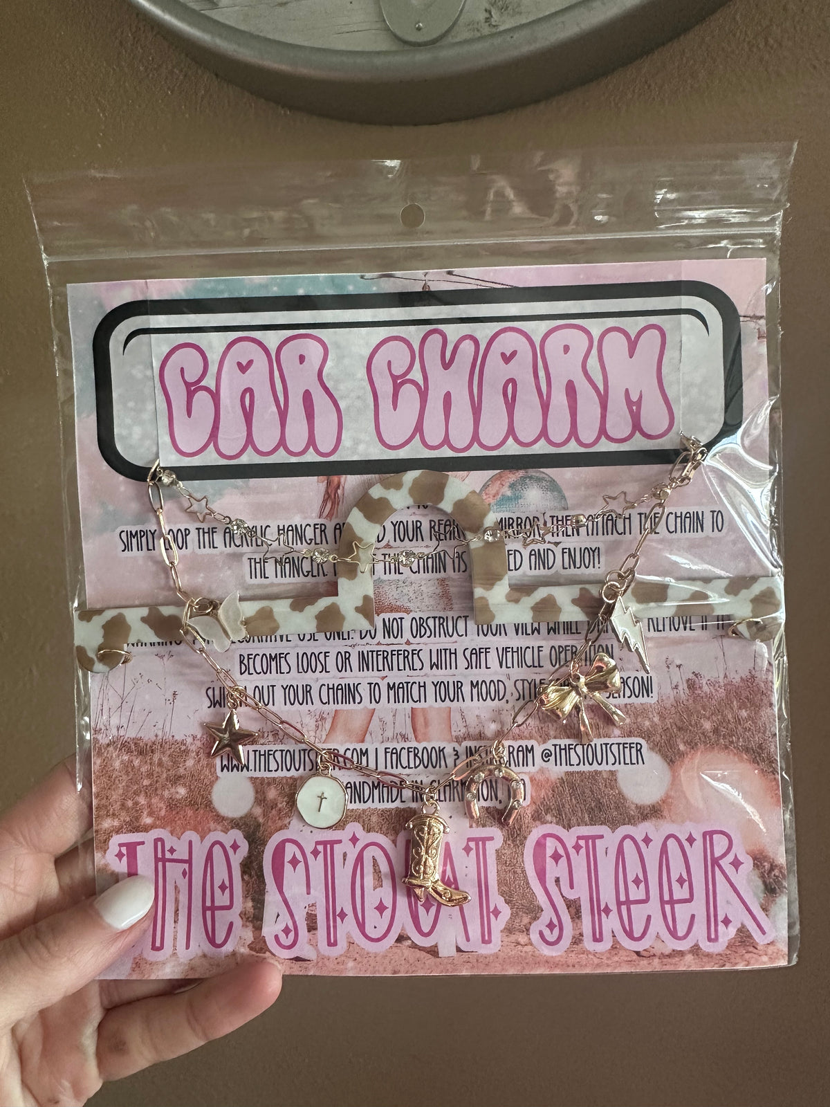 Golden Cowgirl & Stars Car Charm