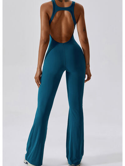 Cutout Wide Strap Bootcut Active Jumpsuit