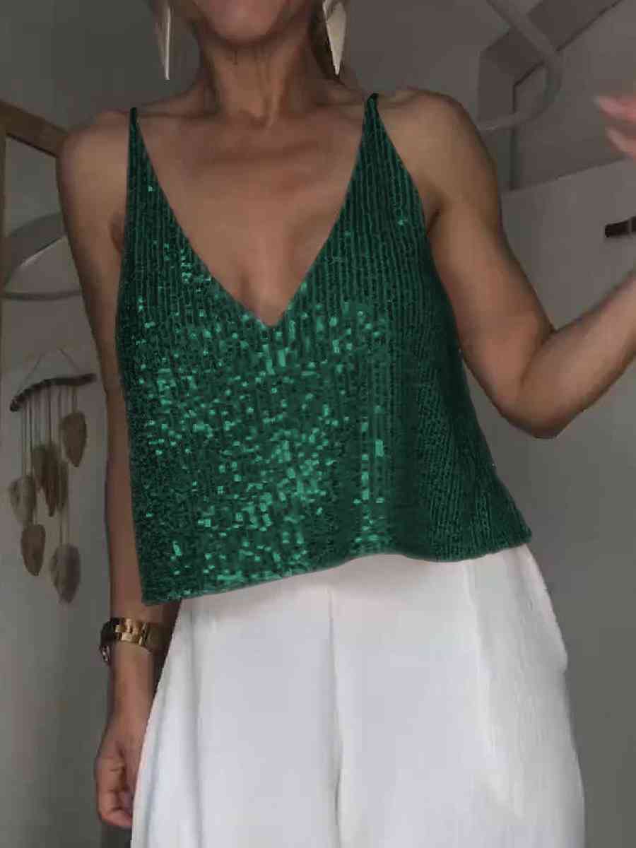 Sequin Deep V Tank