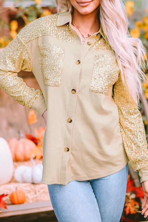 Sequin Long Sleeve Shirt