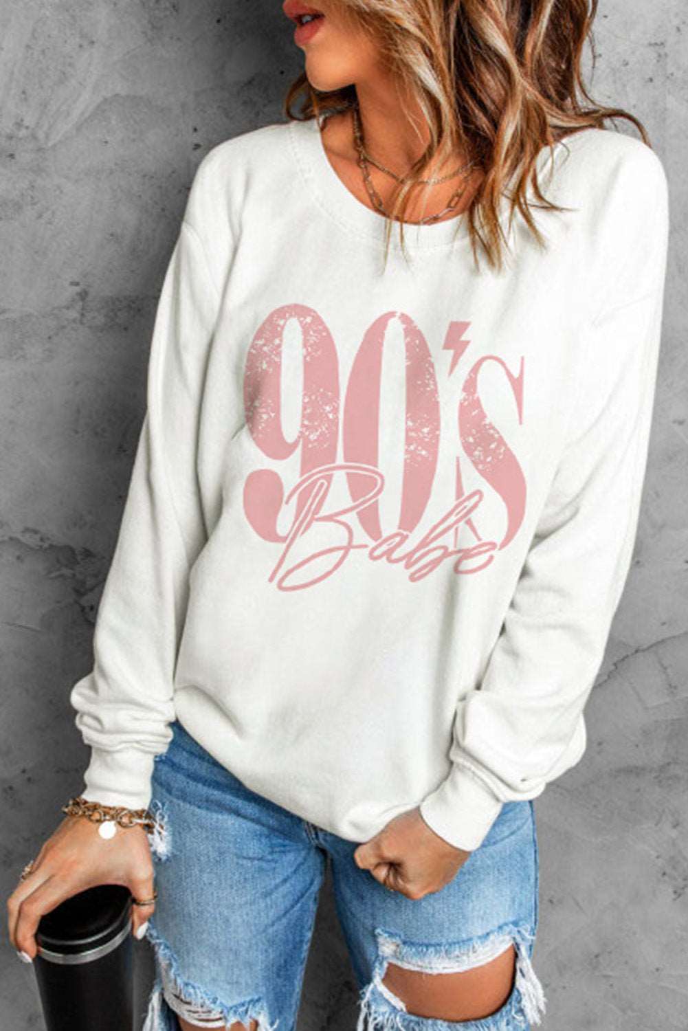 90's BABE Graphic Dropped Shoulder Sweatshirt The Stout Steer