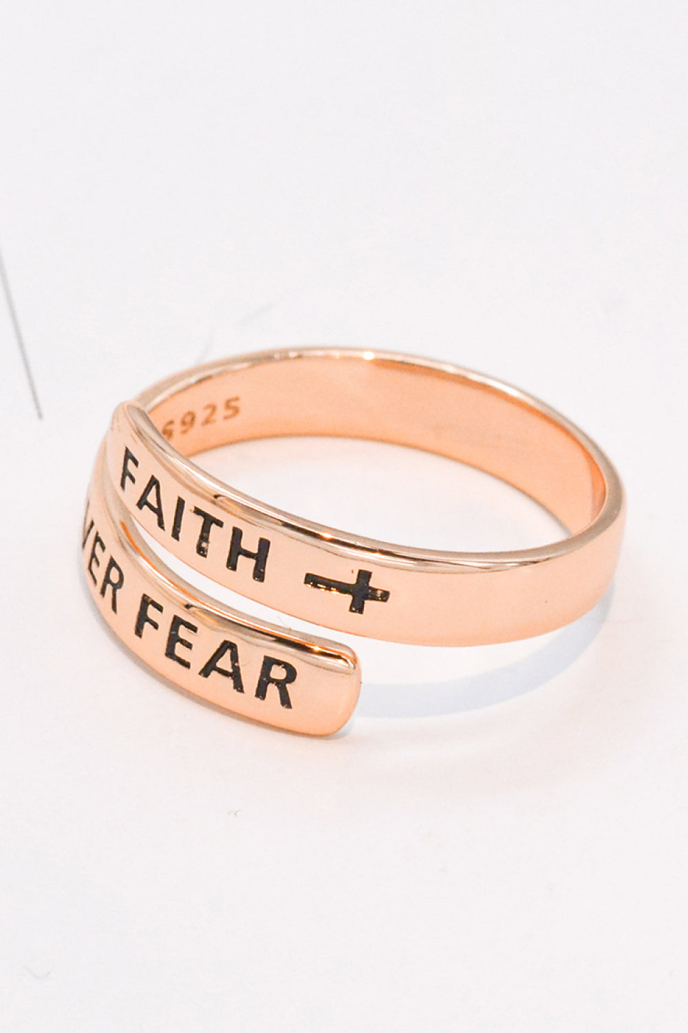 925 Sterling Silver FAITH OVER FEAR Bypass Ring The Stout Steer