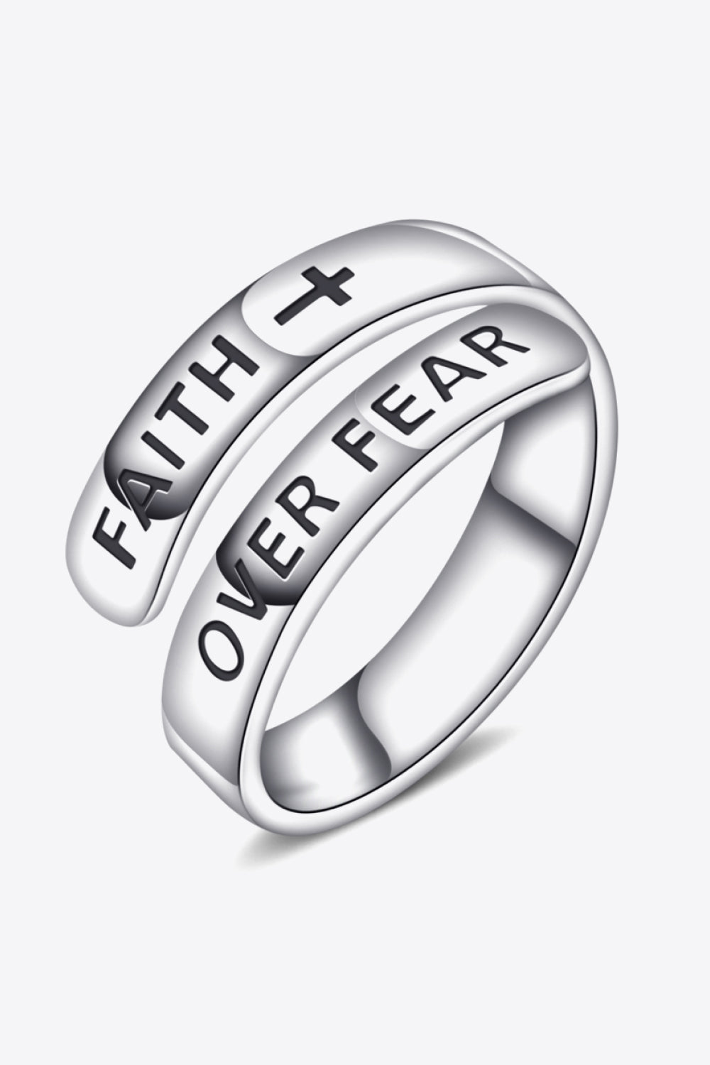 925 Sterling Silver FAITH OVER FEAR Bypass Ring The Stout Steer