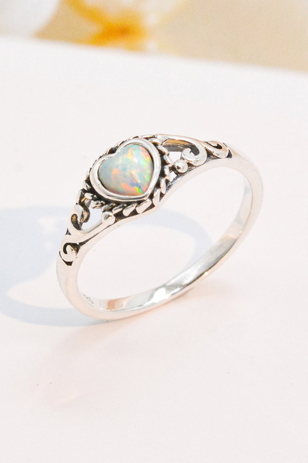 925 Sterling Silver Heart-Shape Opal Ring The Stout Steer