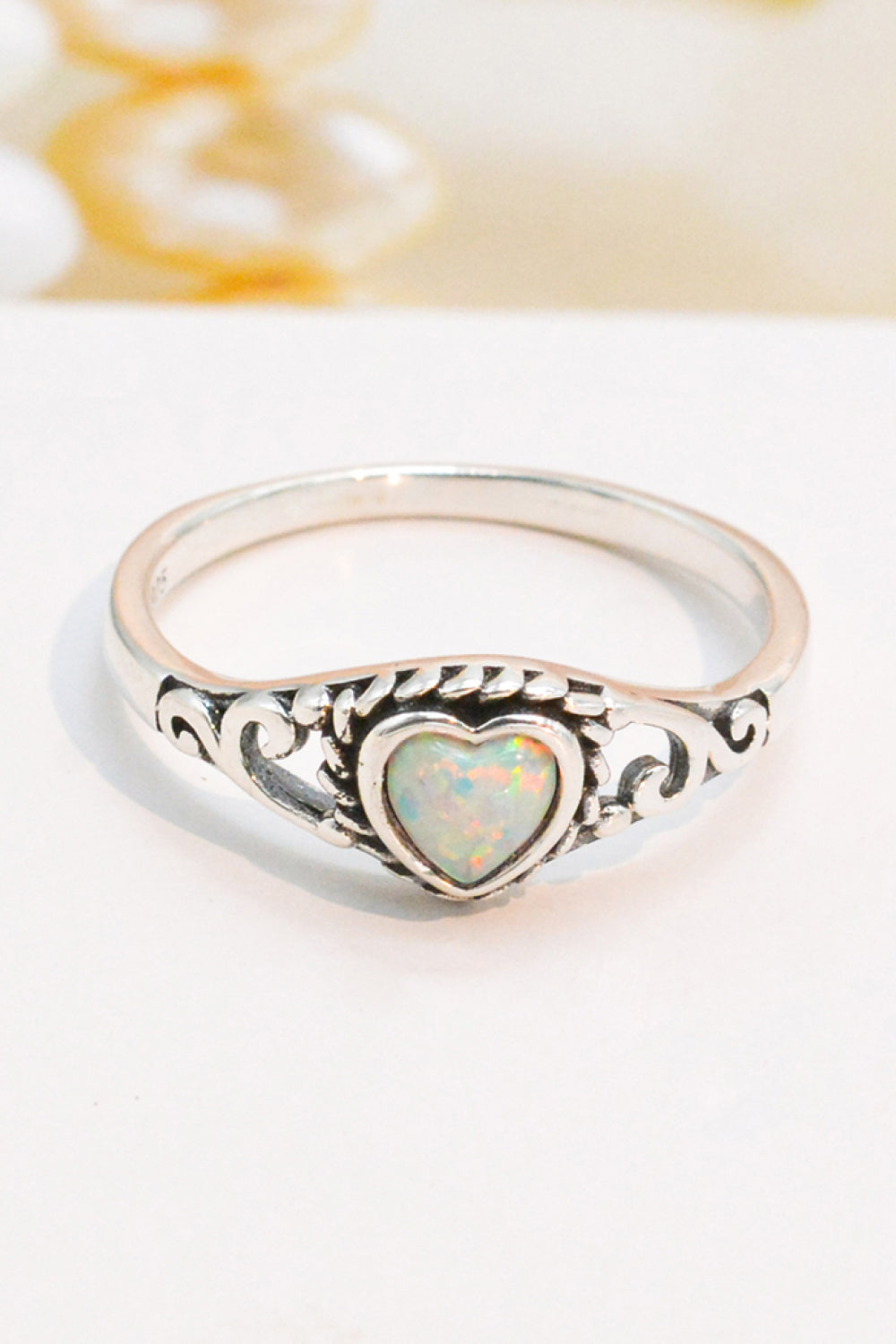 925 Sterling Silver Heart-Shape Opal Ring The Stout Steer