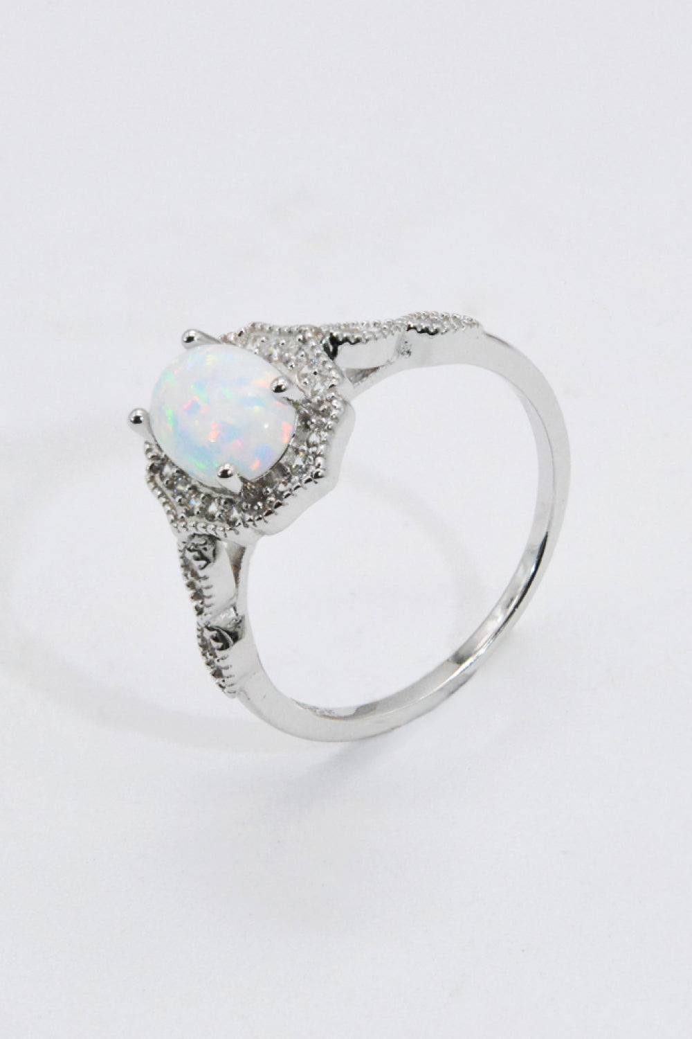 925 Sterling Silver Platinum-Plated Opal Ring The Stout Steer