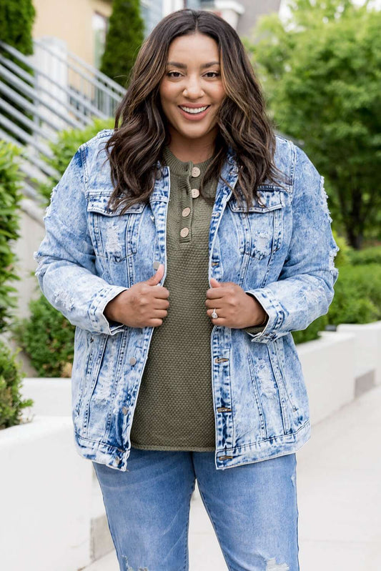 Acid Wash Distressed Denim Jacket The Stout Steer