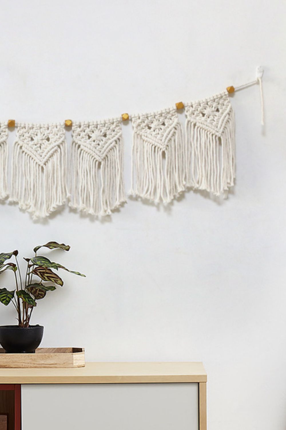 Bead Trim Macrame Fringe Wall Hanging The Stout Steer