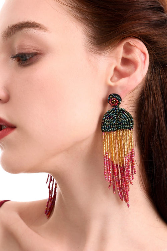 Beaded Fringe Dangle Earrings The Stout Steer