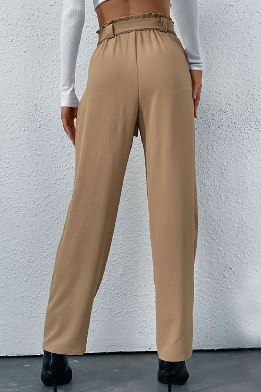 Belted Straight Leg Pants with Pockets The Stout Steer