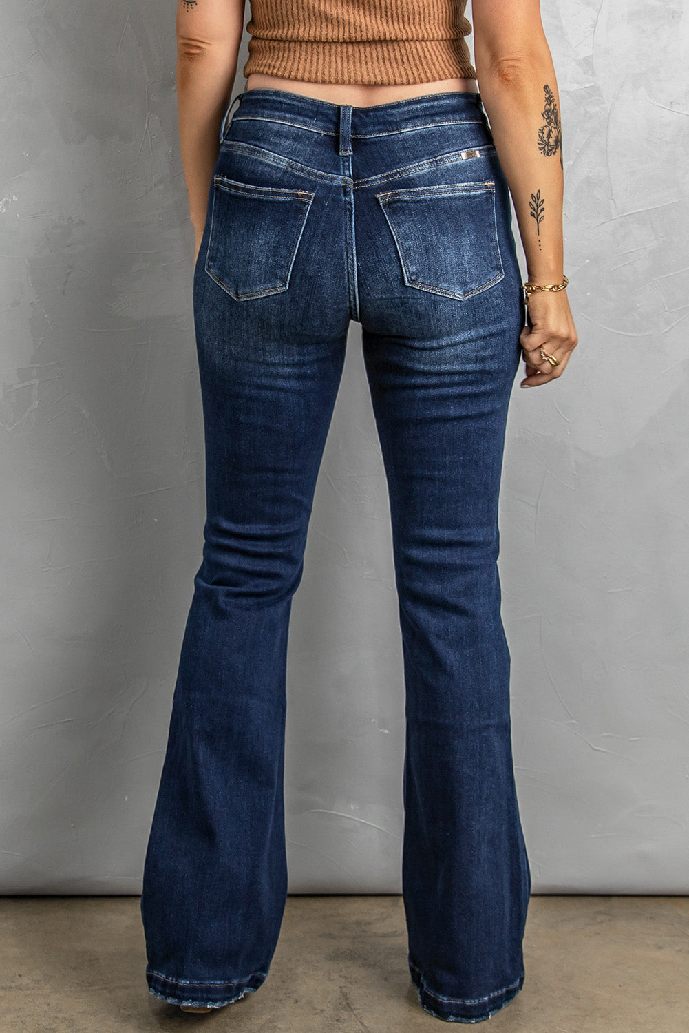 Button Fly Distressed Bootcut Jeans The Stout Steer