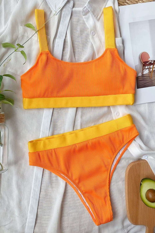 Color Block Scoop Neck Bikini Set The Stout Steer