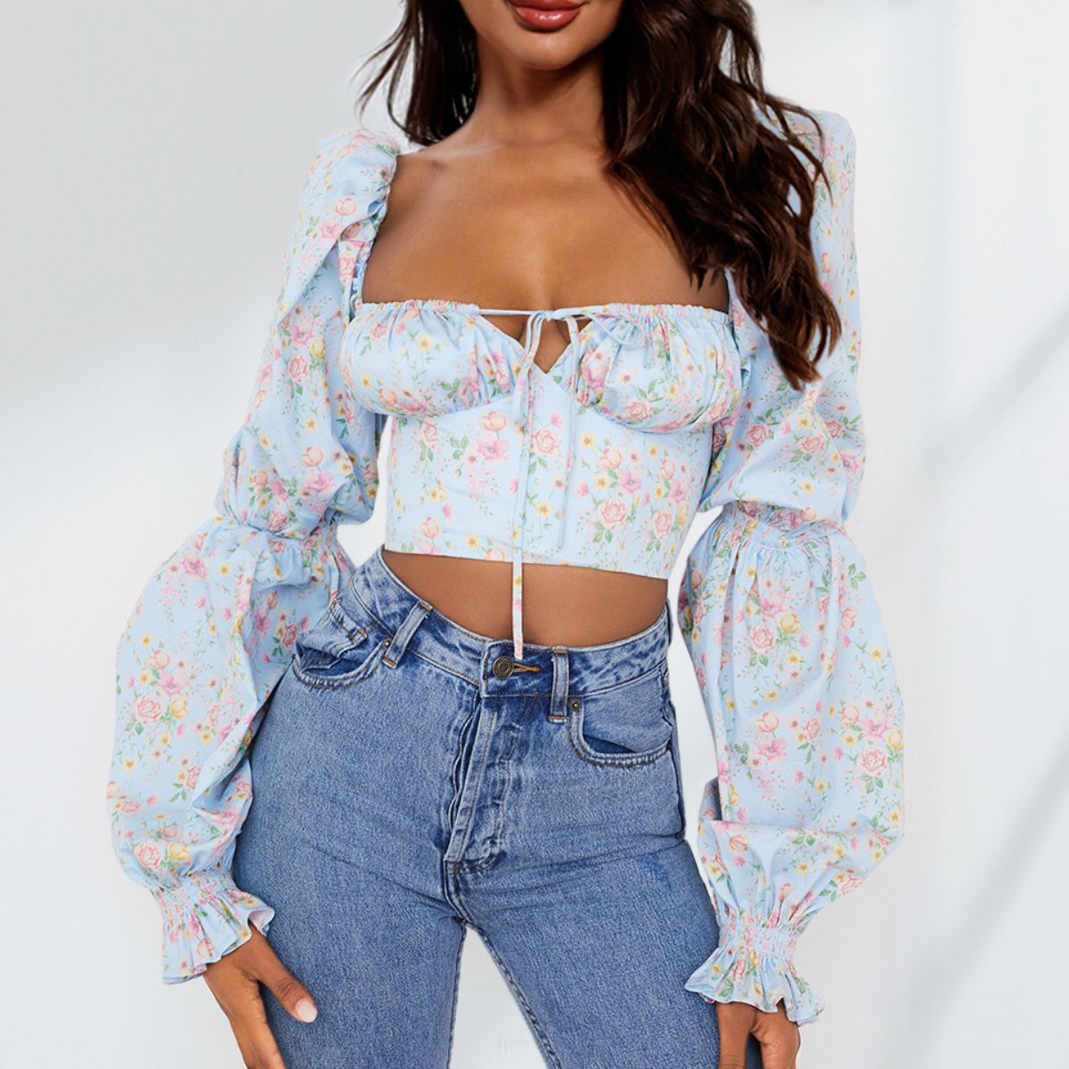 Cropped Sweetheart Neck Bubble Sleeve Blouse The Stout Steer