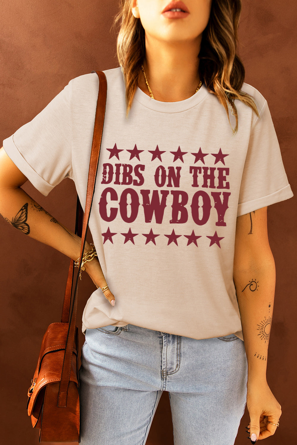 DIBS ON THE COWBOY Round Neck Tee Shirt The Stout Steer