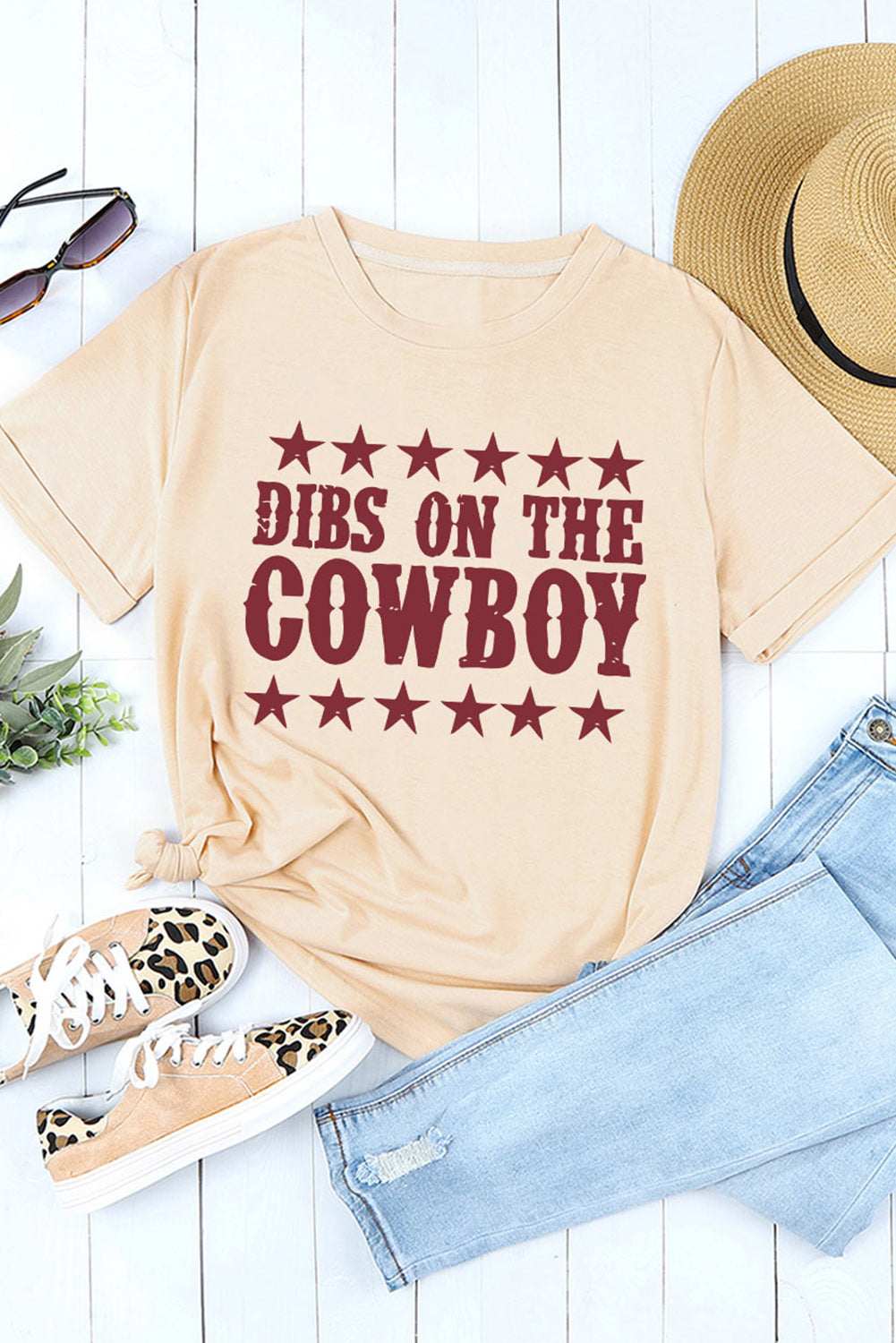 DIBS ON THE COWBOY Round Neck Tee Shirt The Stout Steer