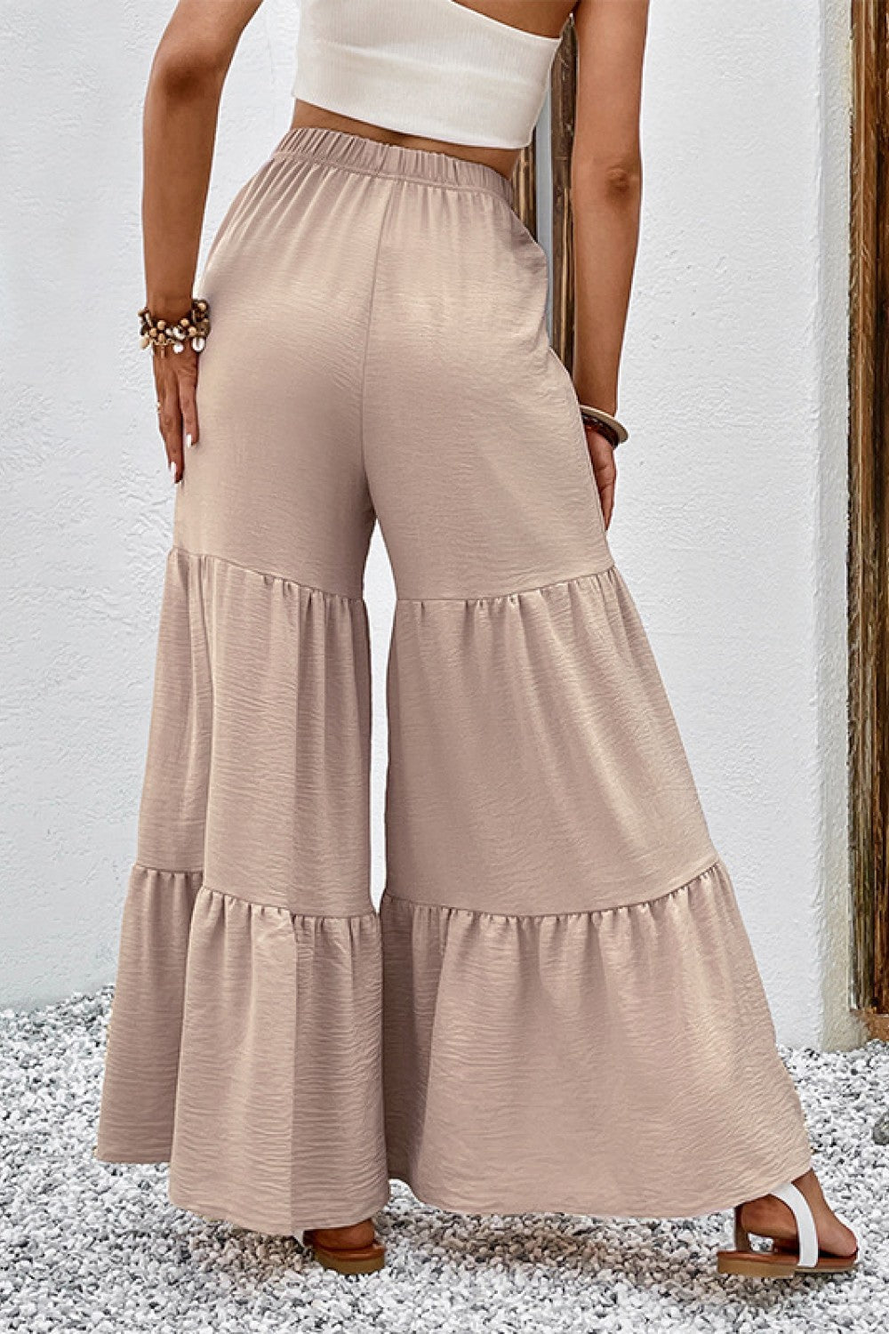 Drawstring Waist Tiered Flare Culottes The Stout Steer