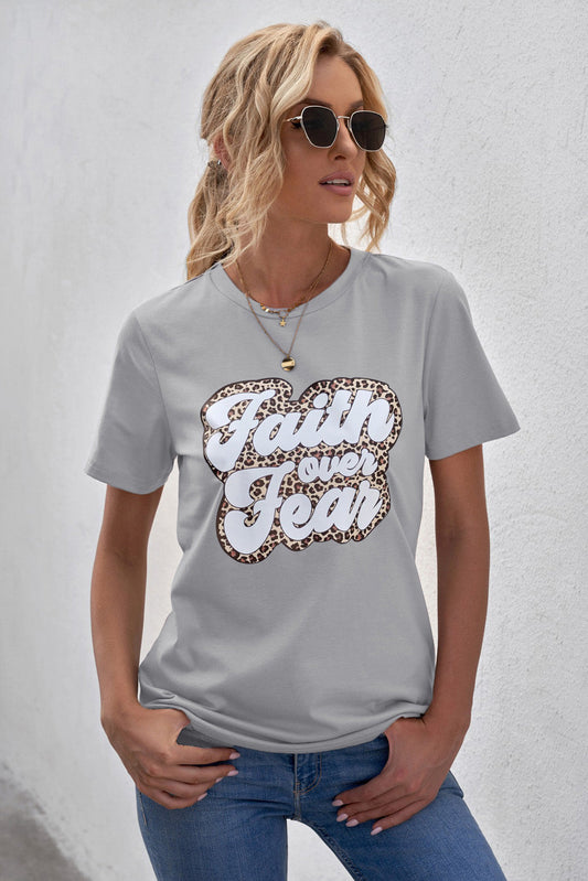 FAITH OVER FEAR Graphic Round Neck Tee The Stout Steer