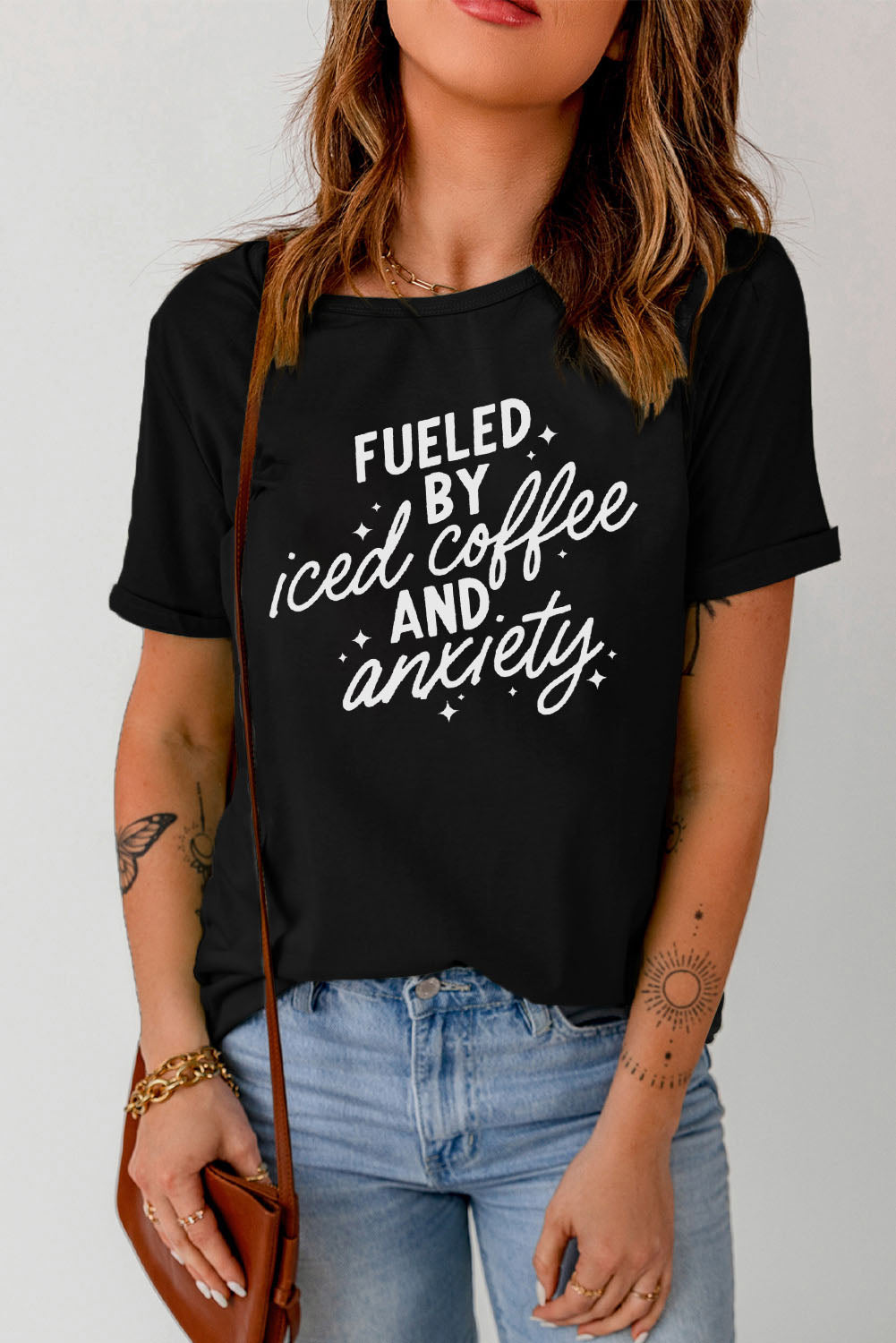 FUELED BY ICED COFFEE AND ANXIETY Graphic Tee The Stout Steer
