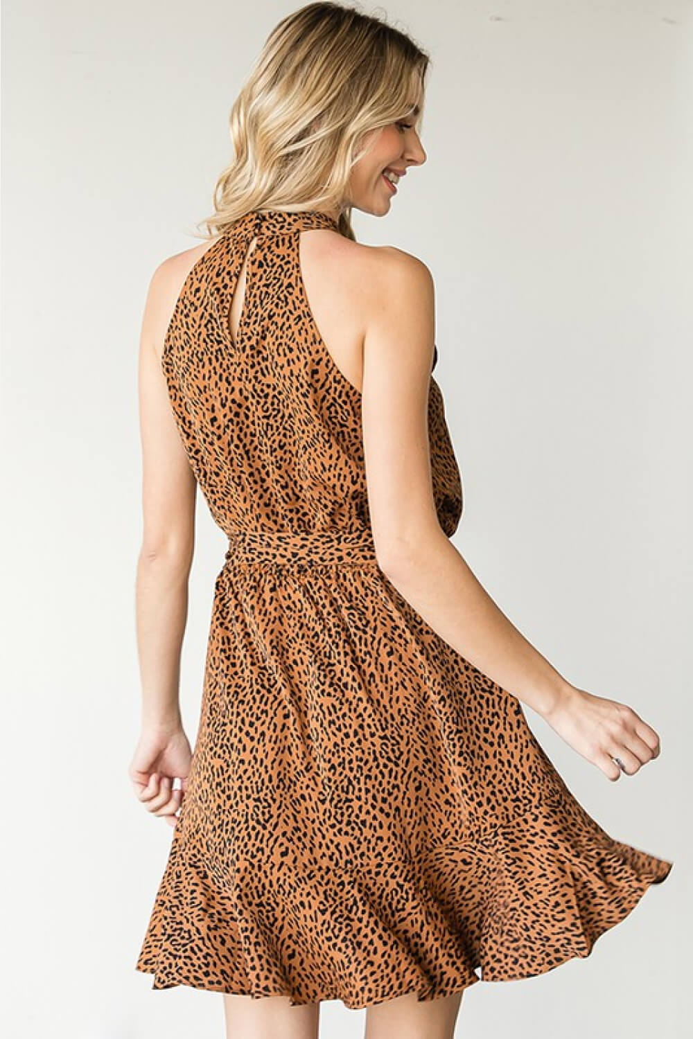 First Love Full Size Leopard Belted Sleeveless Dress The Stout Steer