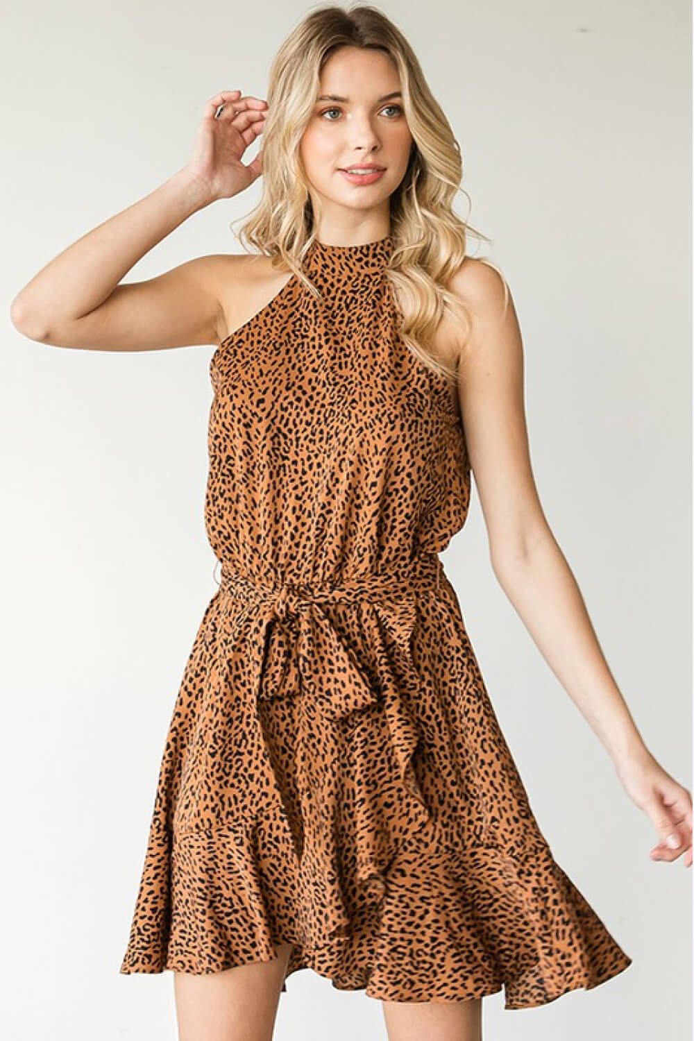 First Love Full Size Leopard Belted Sleeveless Dress The Stout Steer