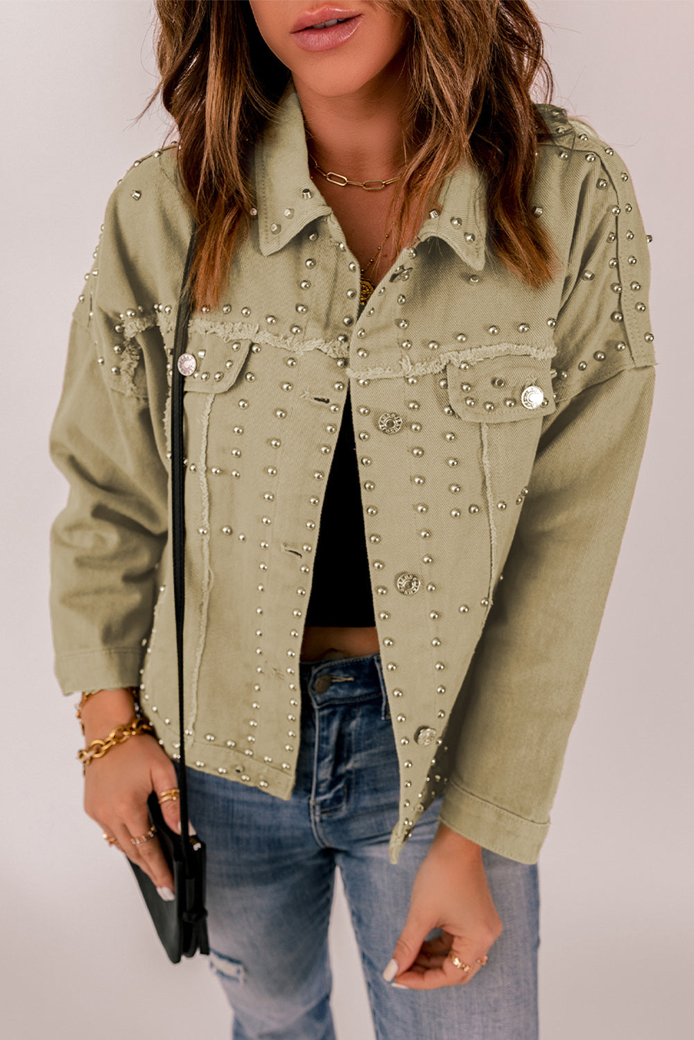 Frayed Trim Rivet Denim Jacket The Stout Steer