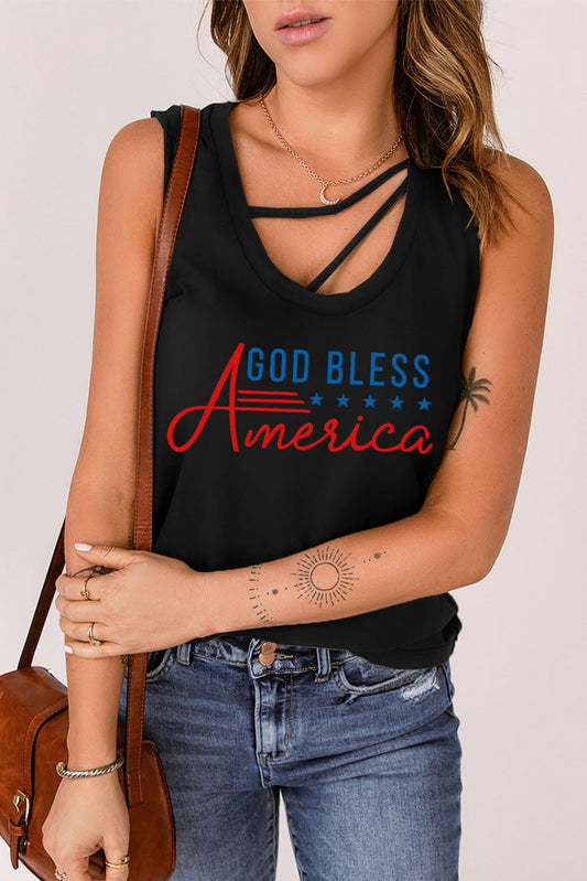 GOD BLESS AMERICA Tank The Stout Steer