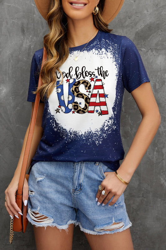 GOD BLESS THE USA Printed Tee Shirt The Stout Steer