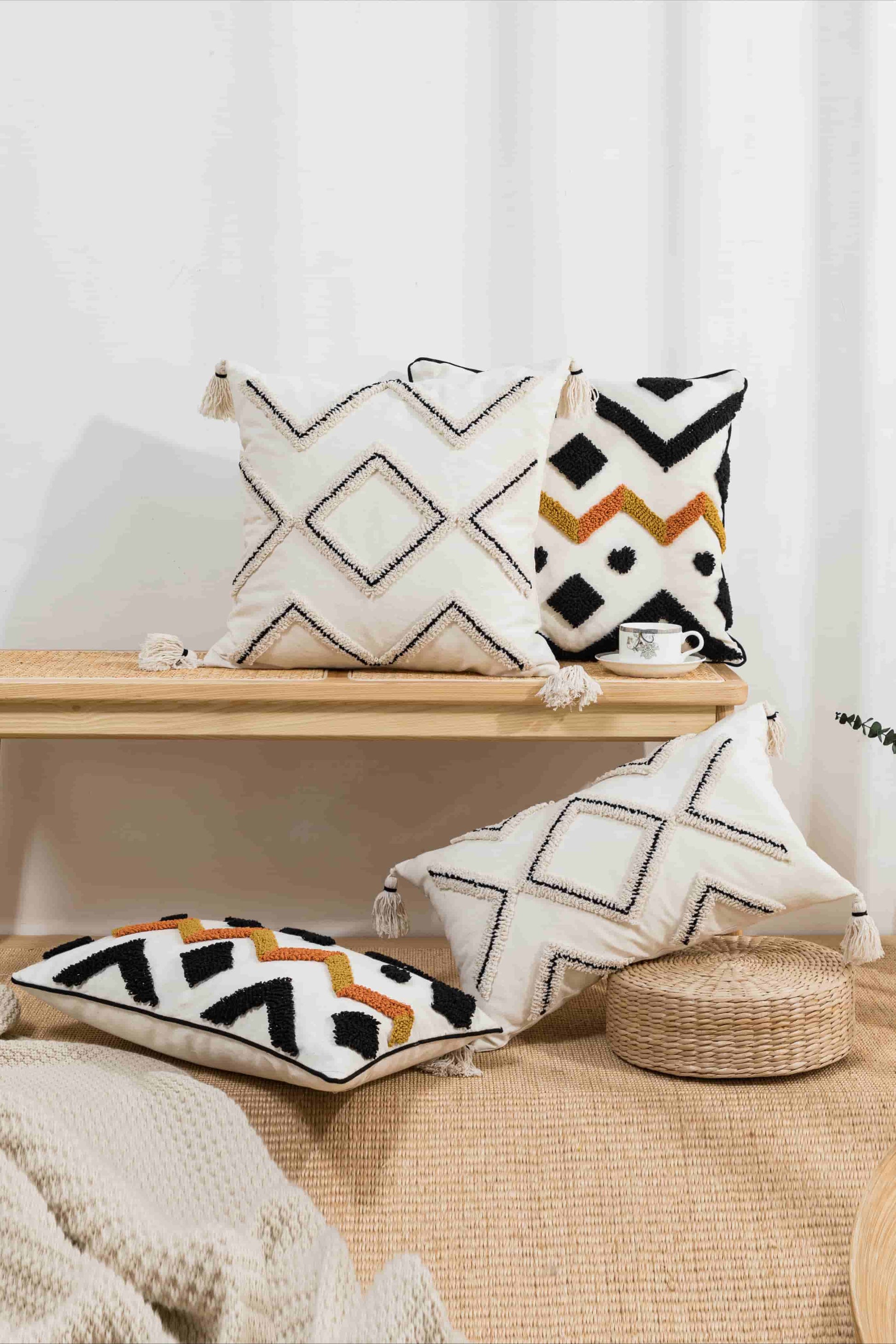 Geometric Embroidered Decorative Throw Pillow Case The Stout Steer