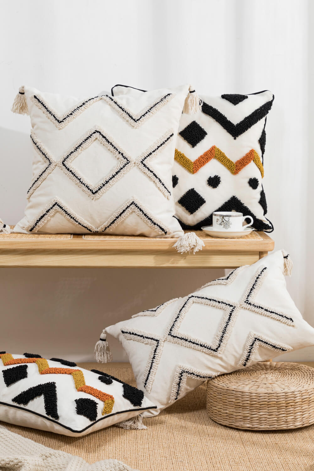 Geometric Embroidered Decorative Throw Pillow Case The Stout Steer