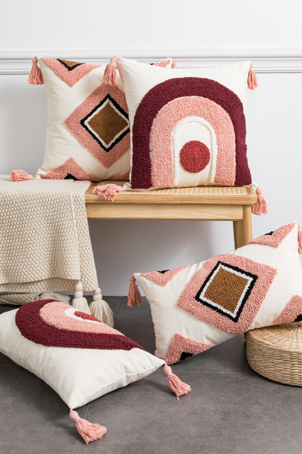 Geometric Graphic Tassel Decorative Throw Pillow Case The Stout Steer