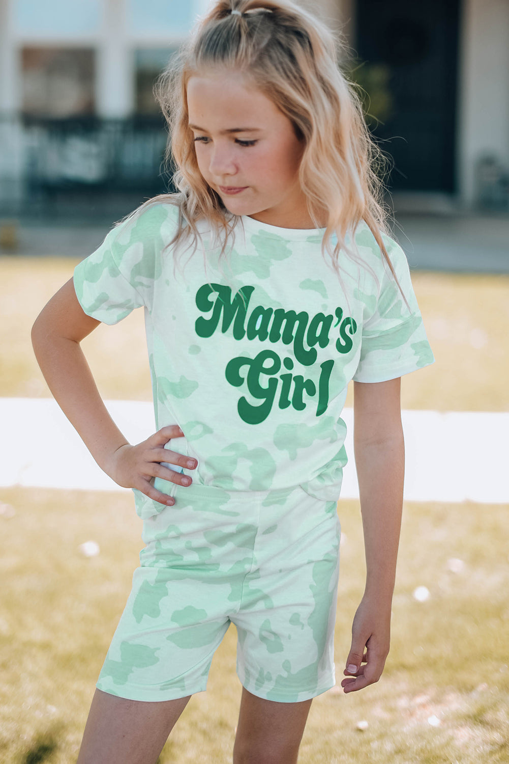 Girls Printed Letter Graphic Lounge Set The Stout Steer